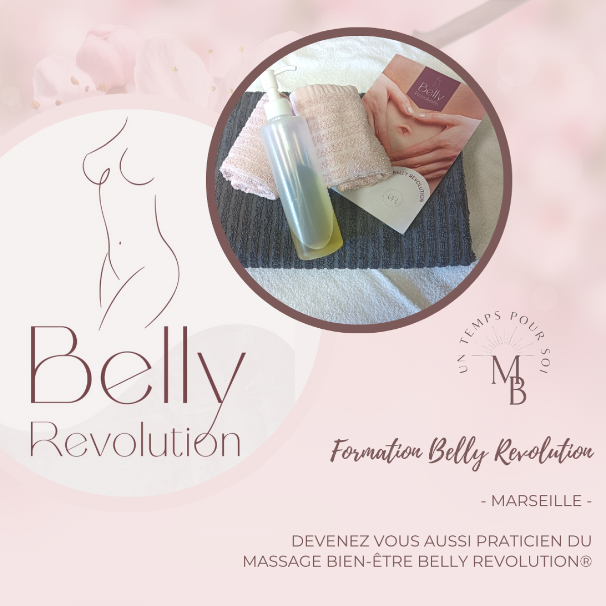 Formation praticien massage bien-être Belly Revolution avec formatrice à Marseille dans les Bouches du Rhône